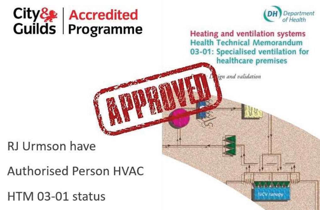 RJ Urmson have Authorised Person HVAC HTM 03-01 status